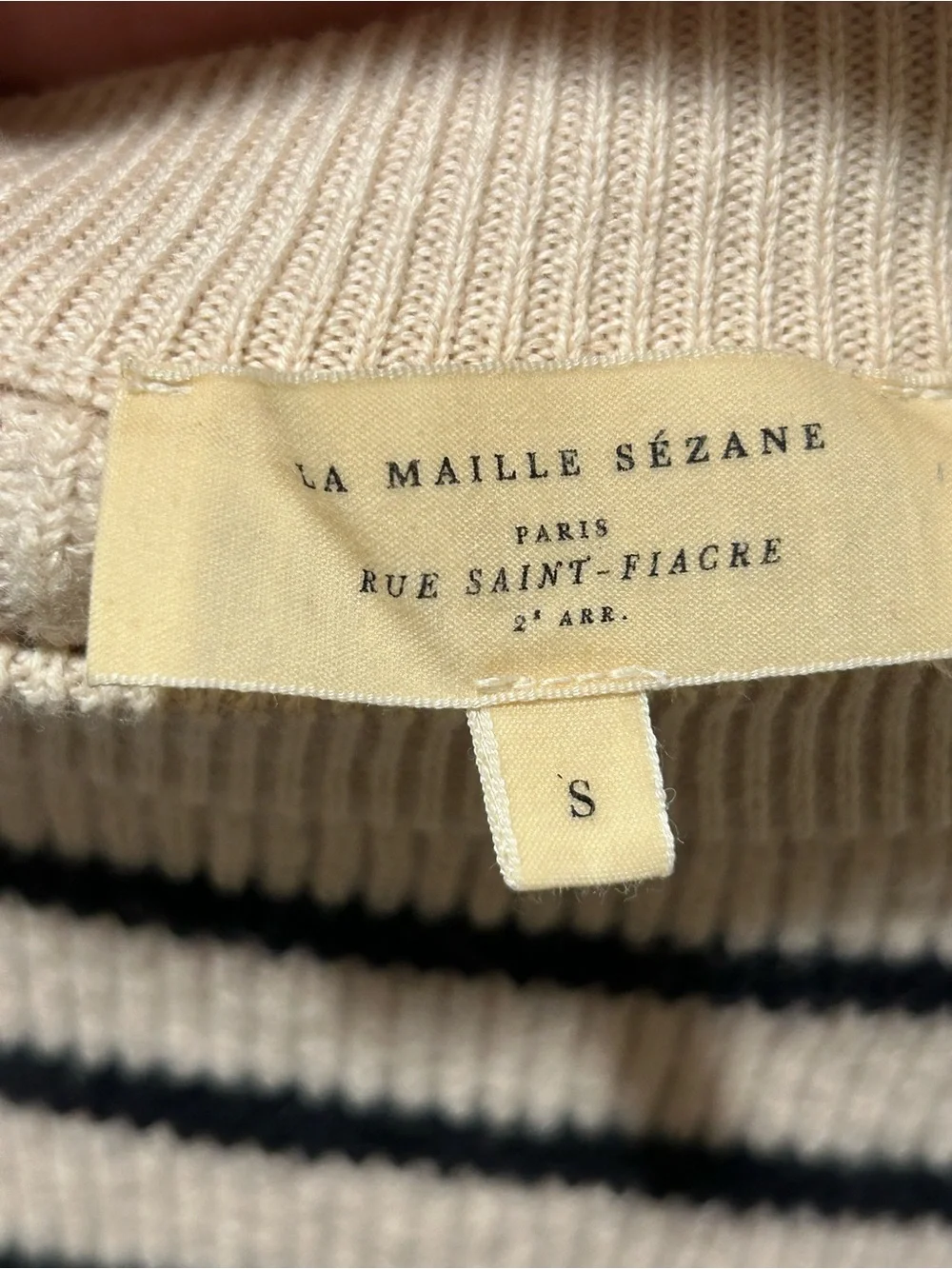 Sezane Sami Merino Wool Cotton Blend Striped Button Cuff Sweater  , Small